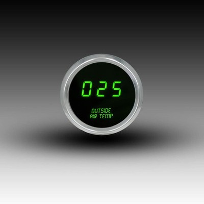 Intellitronix Green LED Outside Air Temp Gauge - Black Faceplate / Chrome Bezel