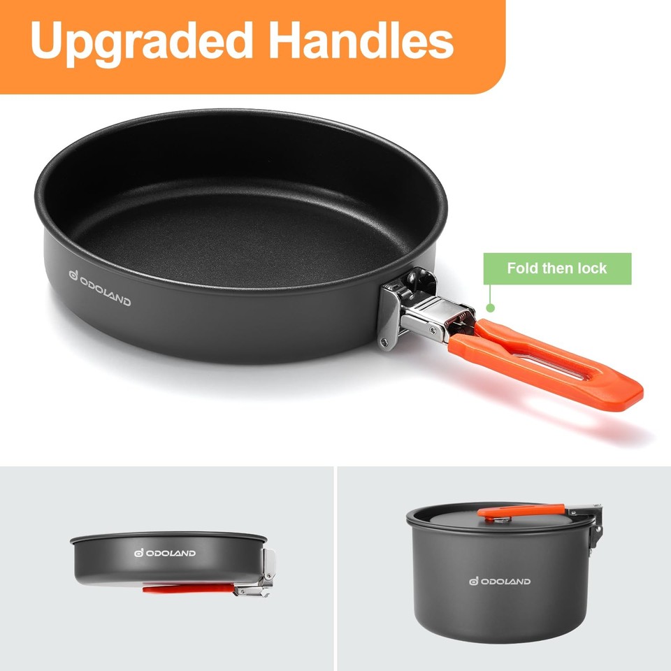 Tmess Kit Camping Cookware Mess Kit, Camping Cooking Pot Fry Pan and 1.1L Kettle ...