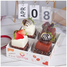 Fake Cupcakes Artificial Chocolate Fruit Cake Realistic Desserts Decor 4 PCS