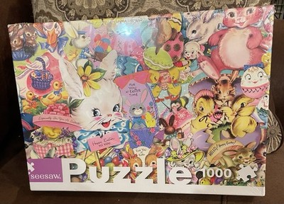 Seesaw Hippity Happily Easter 1000 Pc Jigsaw Puzzle Rabbit Chicks Spring Sealed