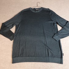Hugo Boss Sweater XL Blue Solid Palmio 100 Wool