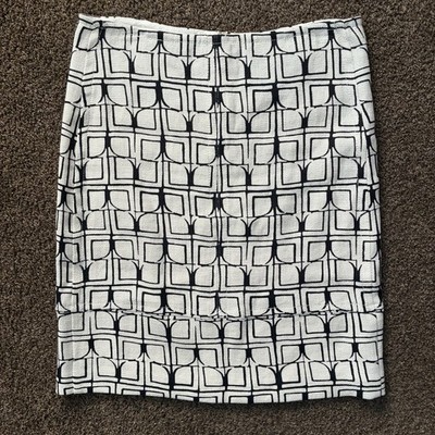 'S Max Mara White and Black Graphic Pattern Pencil Skirt, Size Medium/Large