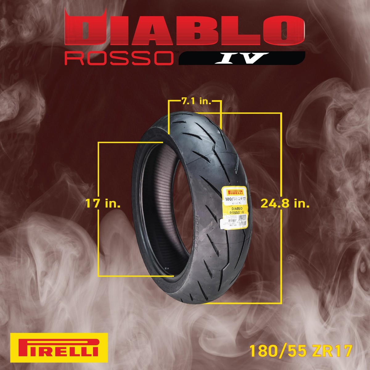 Pirelli Diablo Rosso IV 180/55-17 Rear Motorcycle/Sport Bike Tire