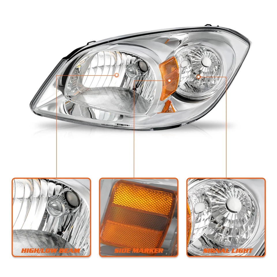 For 2005-2010 Chevrolet Cobalt 07-09 Pontiac G5 Left and Right Headlights Set - Image 3 of 4