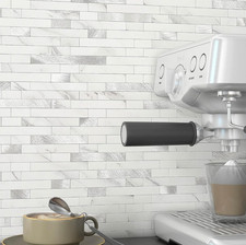 3D Brick Marble Tile Stickers White Silver Self Adhesive Waterproof Wall Panels