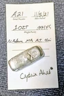 1 Troy oz Hand-Poured Style .999 Silver Bar Captain Ahab