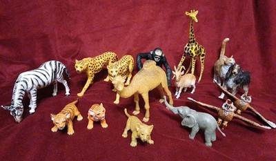 VINTAGE AAA ELC PLASTIKTIERE KONVOLUT MENGE 15 GEMISCHT ZOO UNVERPACKT AFRIKANISCH 
