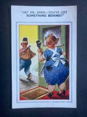 Mr Simms der Klempner hinterlässt etwas hinter Vintage Bamforth Comic Postkarte P85