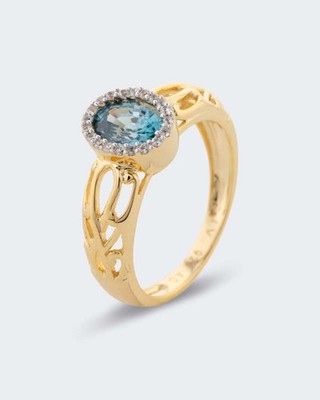 Ring Silber 925 gelbvergoldet Zirkon blau/weiß 1,33ct RW21 Ö.617