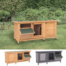 PawHut Deluxe Outdoor Bunny Rabbit Hutch w/ 2...
