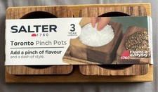 Salter Toronto Salt & Pepper Pinch Pots With Durable Wood Storage Tray 2 Pots
