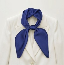   Elegant Square Silky Scarf Bandana Blue Headwear Solid Soft Versatile Shawl New