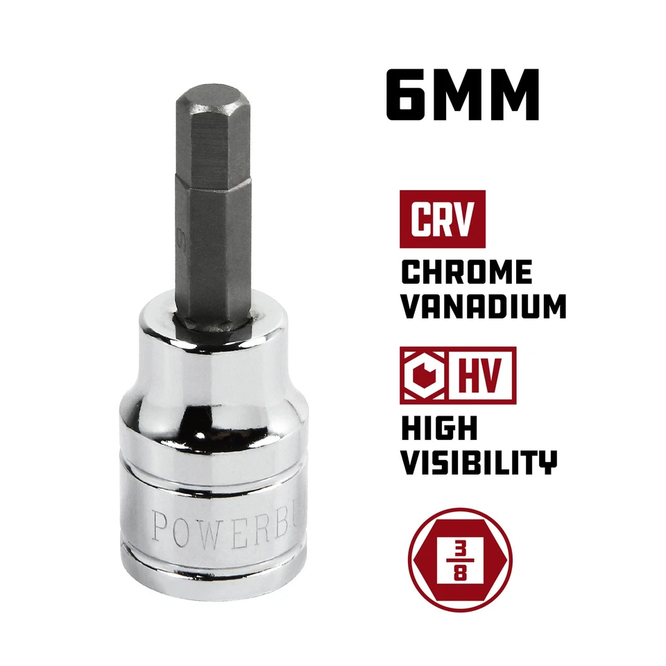 Powerbuilt 3/8 Inch Drive x 6 MM Hex Bit Socket - 640556 - Image 2 of 4