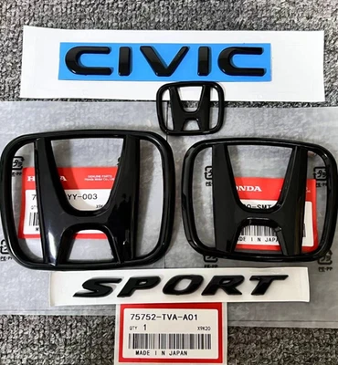 Logo Emblem Set OEM CIVIC 2022-2025 Gloss Black Sport Sedan For Honda Genuine - Bild 1 von 4