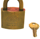 VINTAGE BRASS USN NAVY CORBIN CABINET LOCK PADLOCK NICE WITH ORIGINAL KEY USA — photo 4