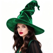 Halloween Witch Hat for Women, Witch Costume, Wizard Hat for Adults Green
