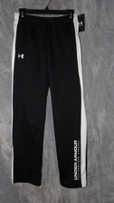 NWT Boys Under Armour Athletic Pants Size YLG Loose Fit Black Drawstring - 1223
