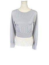 Women's cropped long sleeve stretchy sweatshirt stone color size Medium