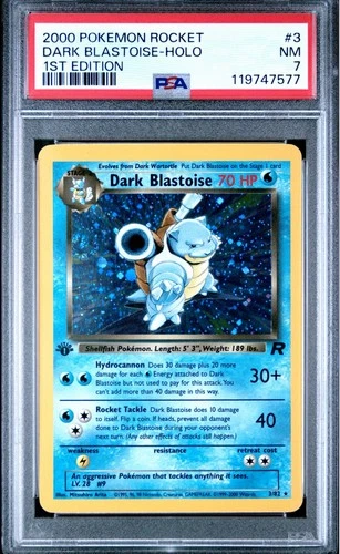 2000 POKEMON TEAM ROCKET 1ST EDITION #3 DARK BLASTOISE-HOLO PSA 7 SWIRL? 🌀