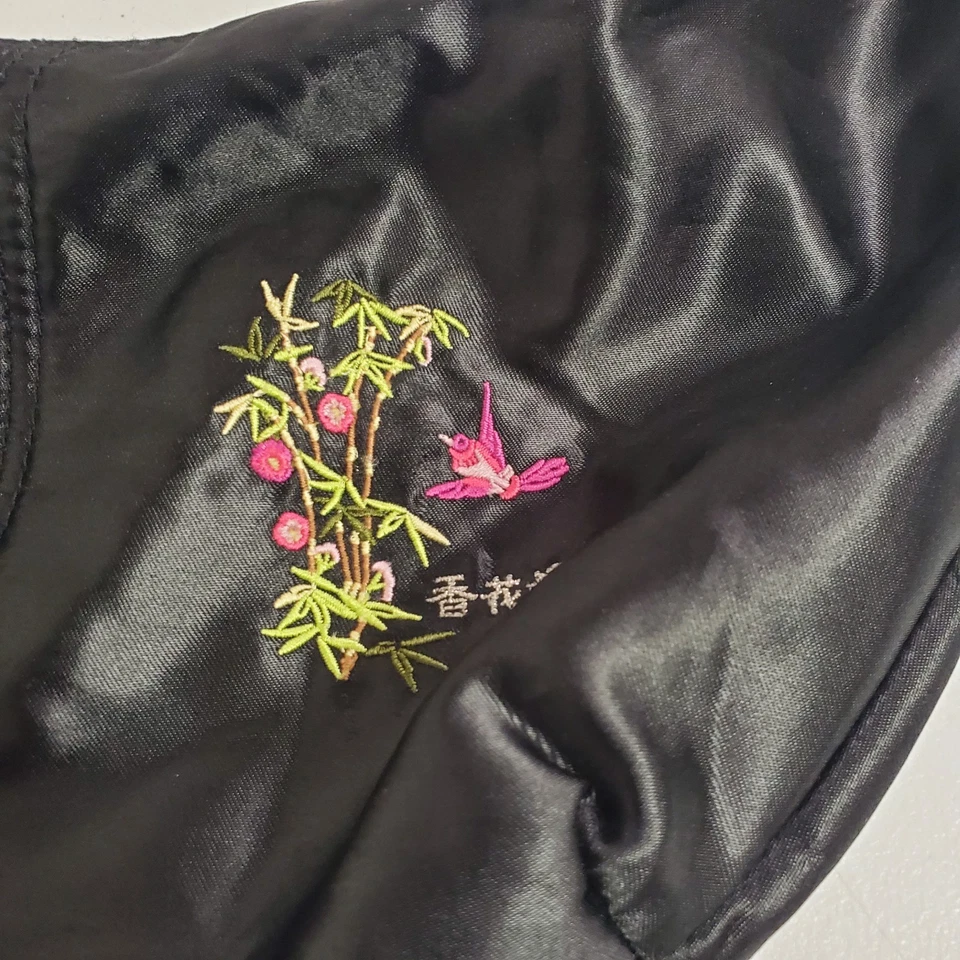 Винтажный Lei женщин Y2K азиатский вышитый полумесяц атласная ручная сумка черный Coachella - Изображение 2 из 4