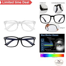 Blue Light Blocking Glasses 2 Pack Men Women UV400 Anti Eyestrain Computer