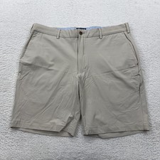 Peter Millar Crown Crafted Mens Khaki Chino Shorts 36 Nylon Spandex Golf Casual