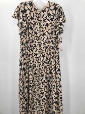 Pre-Owned Ulla Johnson Tan Size 12 Viscose Floral Maxi Short Sleeve Dress