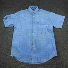 Tommy Hilfiger Shirt Mens Medium Blue Check Short Sleeve Button Down Casual