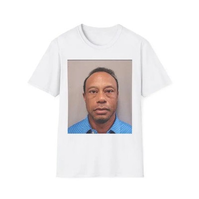 Tiger Woods Mugshot T-Shirt Funny Golf Meme Vintage Graphic Mens Tee