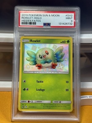 rowlet pokemon card shiny Pokémon TCG Shiny Rowlet Hidden Fates Shiny Vault PSA 9 Graded MINT