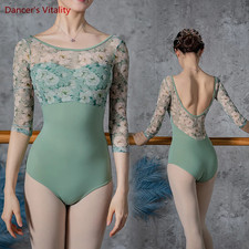 Ballet Dance Leotard Dress for Women Body Suit Printed Top One-Piece Gymnastic A