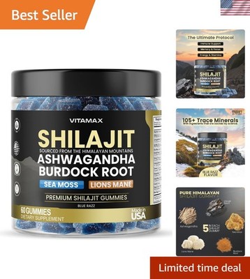 Energy-Boosting Shilajit Gummies   105+ Trace Minerals in Delicious Blue Razz