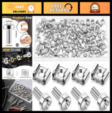 100 Sets M6 x 20mm Rack Mount Cage Nuts, Screws Washers for Server Cabinets