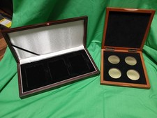 A01-Beautiful Wooden Display Boxes For Coins The Large One Is For 4 Graded Coins