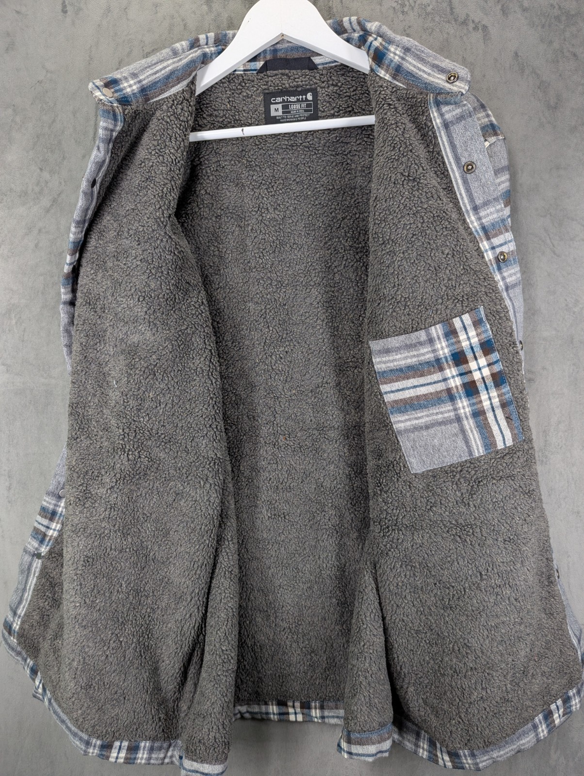 Carhartt Lumberjack Shirt Jacket Size Large Relaxed Fit Sherpa Lined Flannel image 7