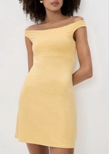 Reformation Lia Knit Off-Shoulder Yellow Dress Size Small
