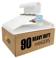 Quality White Hangers 90-Pack - Super Heavy Duty Plastic Clothes Hanger Multi...