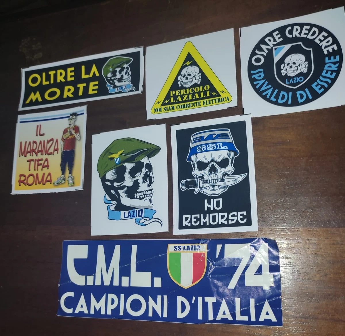 Lot De 8 Adhésifs Vintage Lazio Calcio - Italie, Stickers De Collection, Pas Ultras