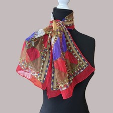 Vintage Colorful Geometric Floral Sheer Rectangular Scarf