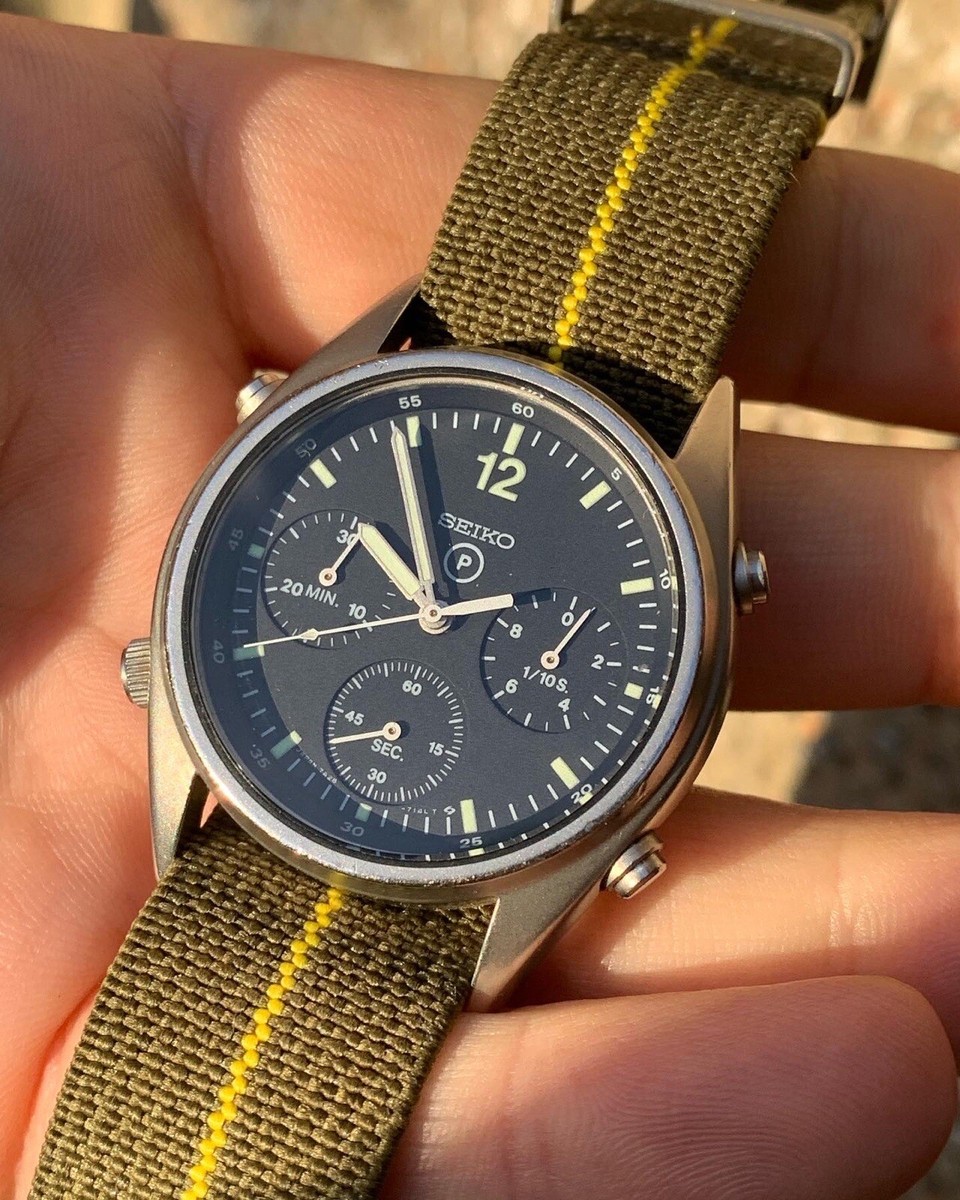 1988 Vintage Seiko British Military RAF Mk1 Chronograph Mens