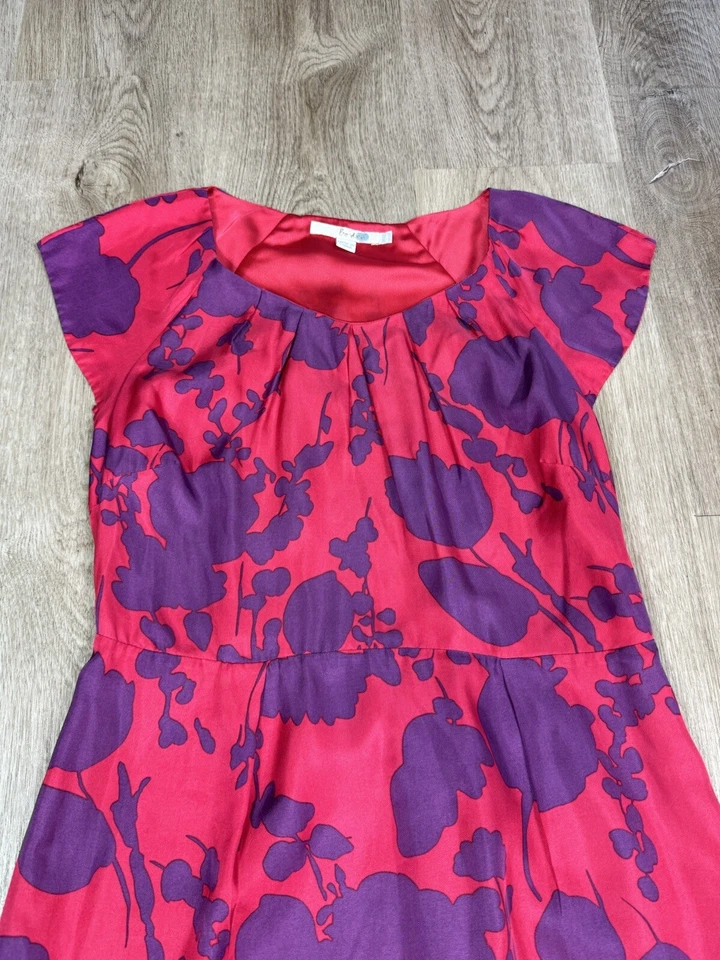 Vestido BODEN para mujer 6R floral manga gorra 100 % seda funda cremallera lateral Foto 2 de 4