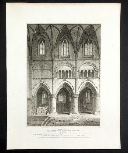 Wiltshire Malmsbury Abbey Iglesia Vistas Plano y Detalles 10 impresiones 1807 - Imagen 12 de 12