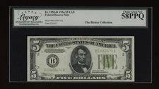 DBR 1934 $5 LGS FRN New York Fr. 1955-Blgs Legacy 58 PPQ Serial B03459474A