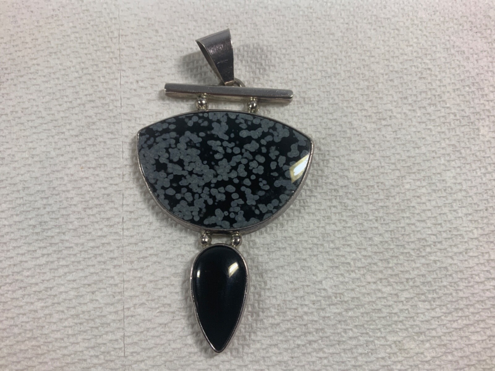 Obsidian Solid Sterling Silver Custom Pendant - image 1