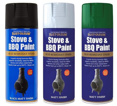 Hochtemperatur Sprühfarbe schwarz silber grün matt für Herd & Grill 400ml 650°C