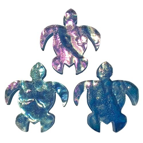 Turtle Glass Tile, Deep Blue Swimming Pool Step Marker (3"x2.5" ) 3 pack - Picture 1 of 2