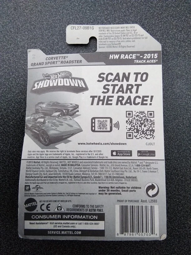 HOT WEELS 1:67 - HW RACE - CORVETTE GRAND SPORT - 179/250 - MATTEL 2015  - Immagine 2 di 2