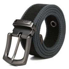Men Canvas Belts Pin Buckle Casual Braided Waistband Outdoor Adjustable