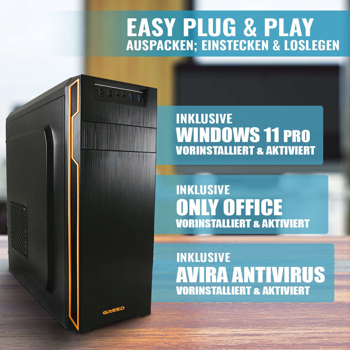 schneller WIN 11 PRO PC für Home Office Computer i5 4,0GHz 8GB RAM 512GB SSD