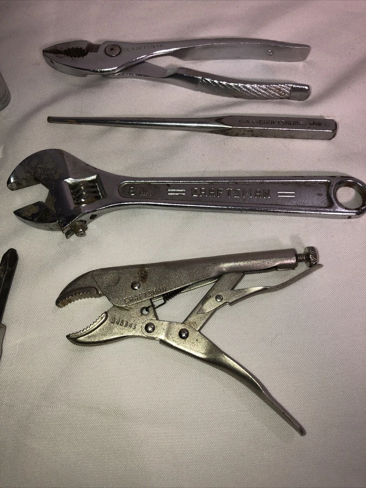 15 Pc CRAFTSMAN Lot  METRIC SAE SOCKETS Pliers Vice Grips Punch 3/8 1/2 Wrench - Image 2 of 4